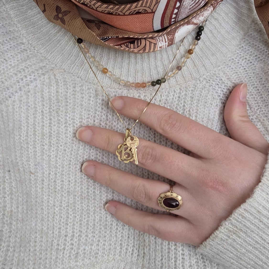 Vintage 18k gouden hanger lucky 13