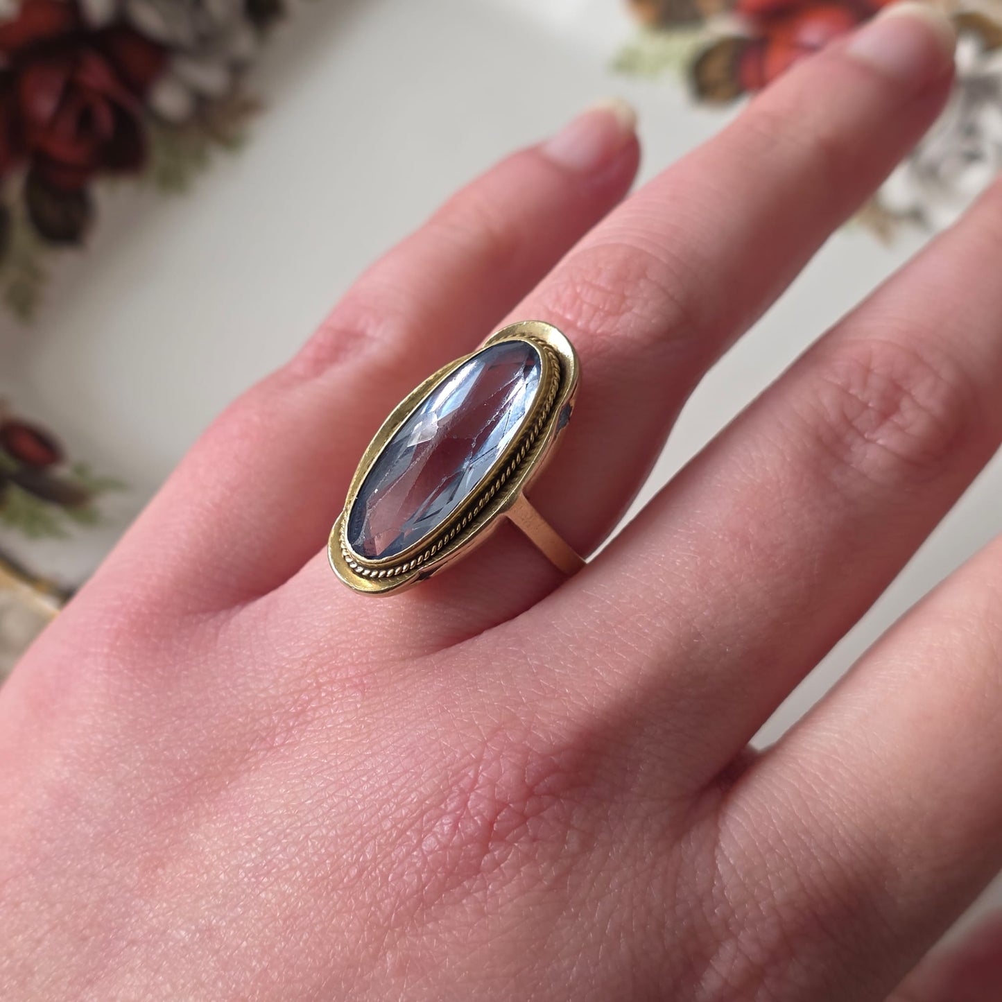 Vintage 14k gouden ring topaas statement