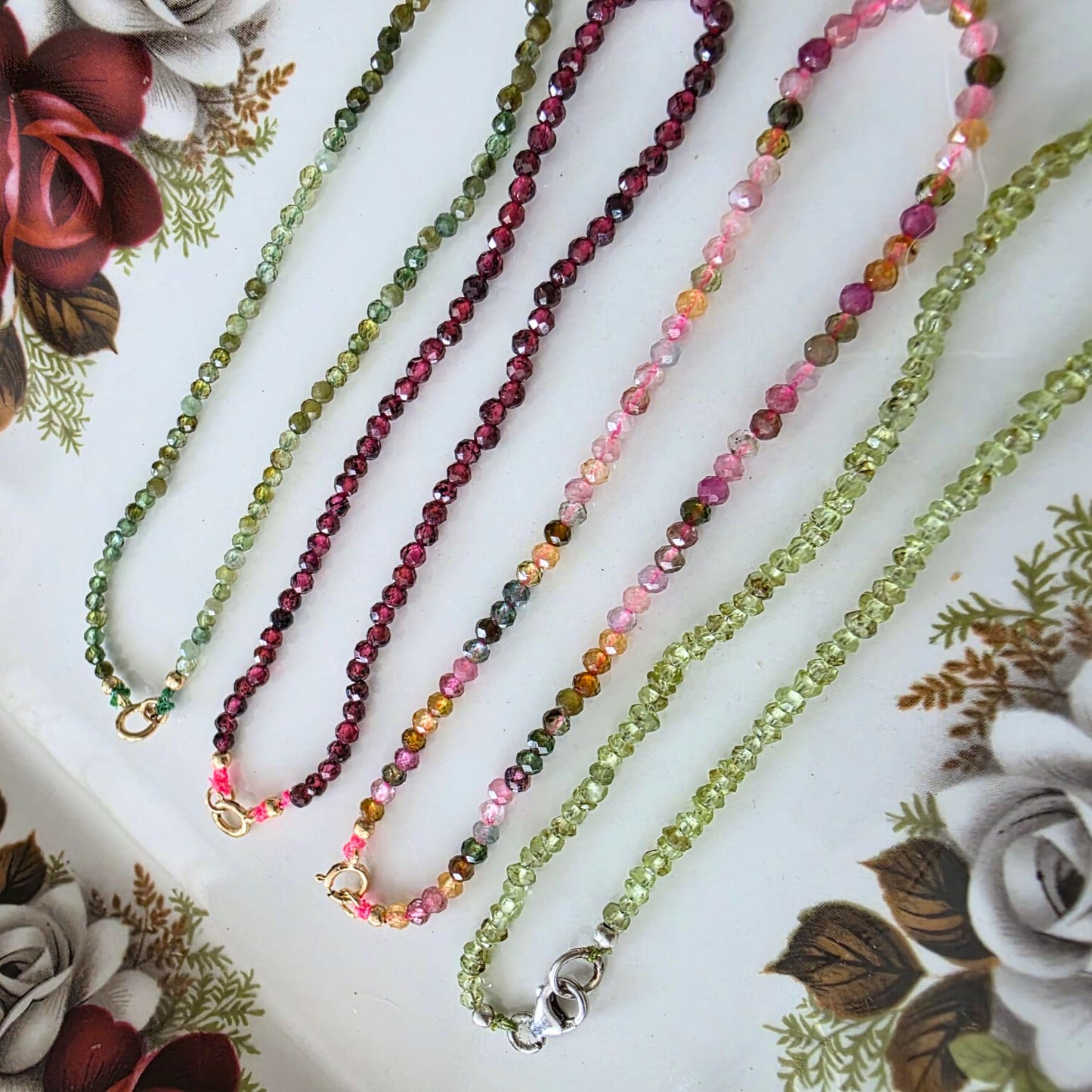 14k gold and green tourmaline gemstone bracelet
