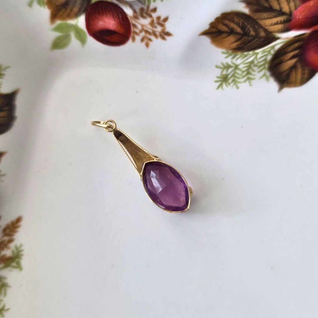 Vintage 14k gouden hanger amethist
