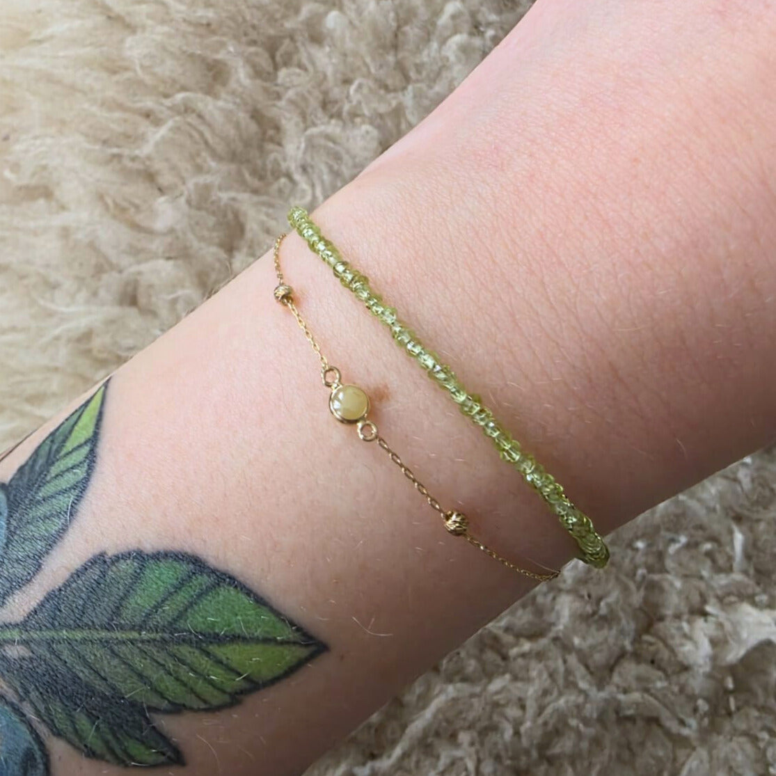 Silver and peridot gemstone bracelet