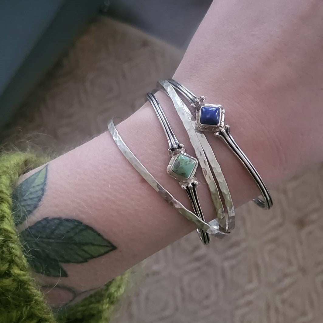 Barse Silver Cuff Bracelet Lapis Lazuli