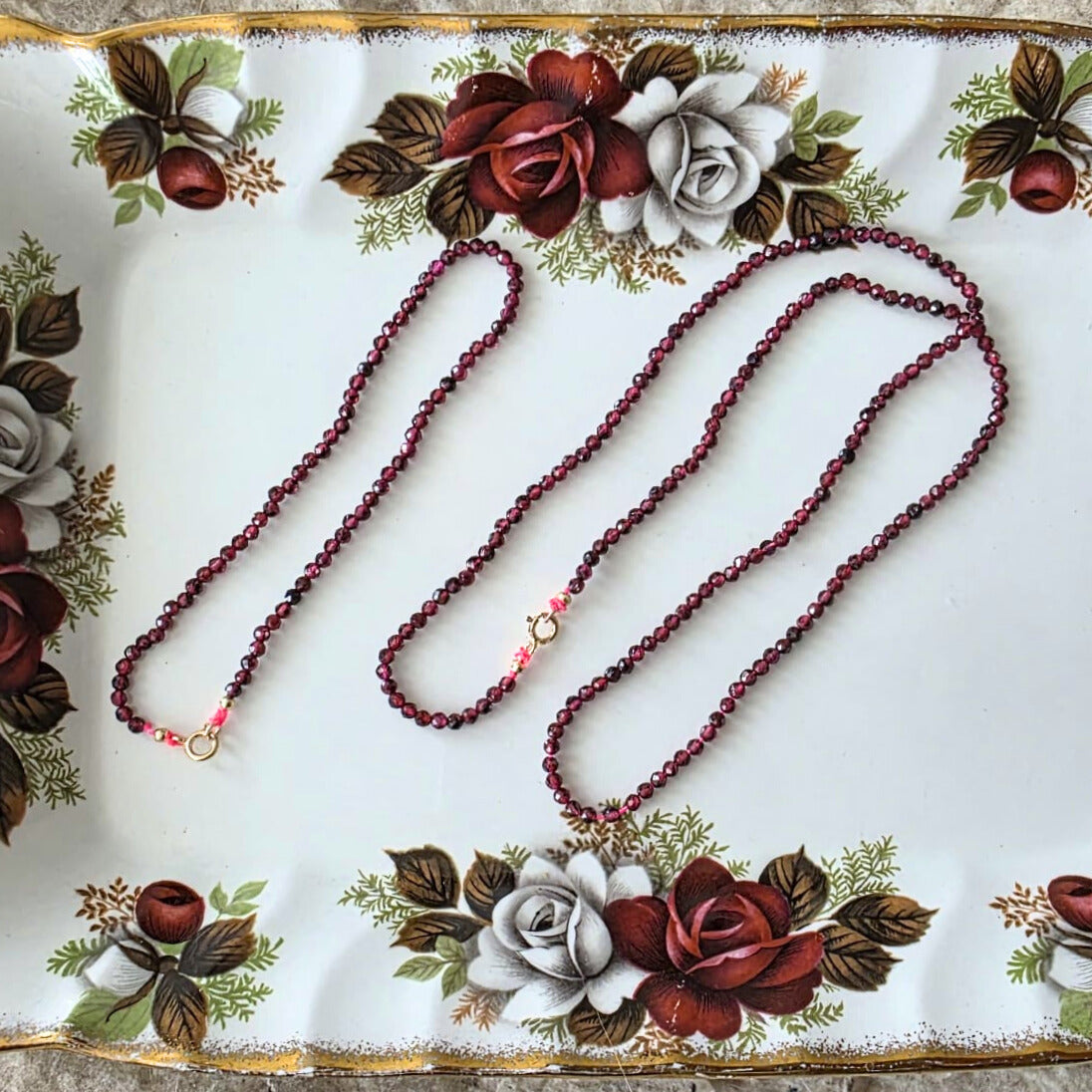 14k goud en granaat edelsteen ketting