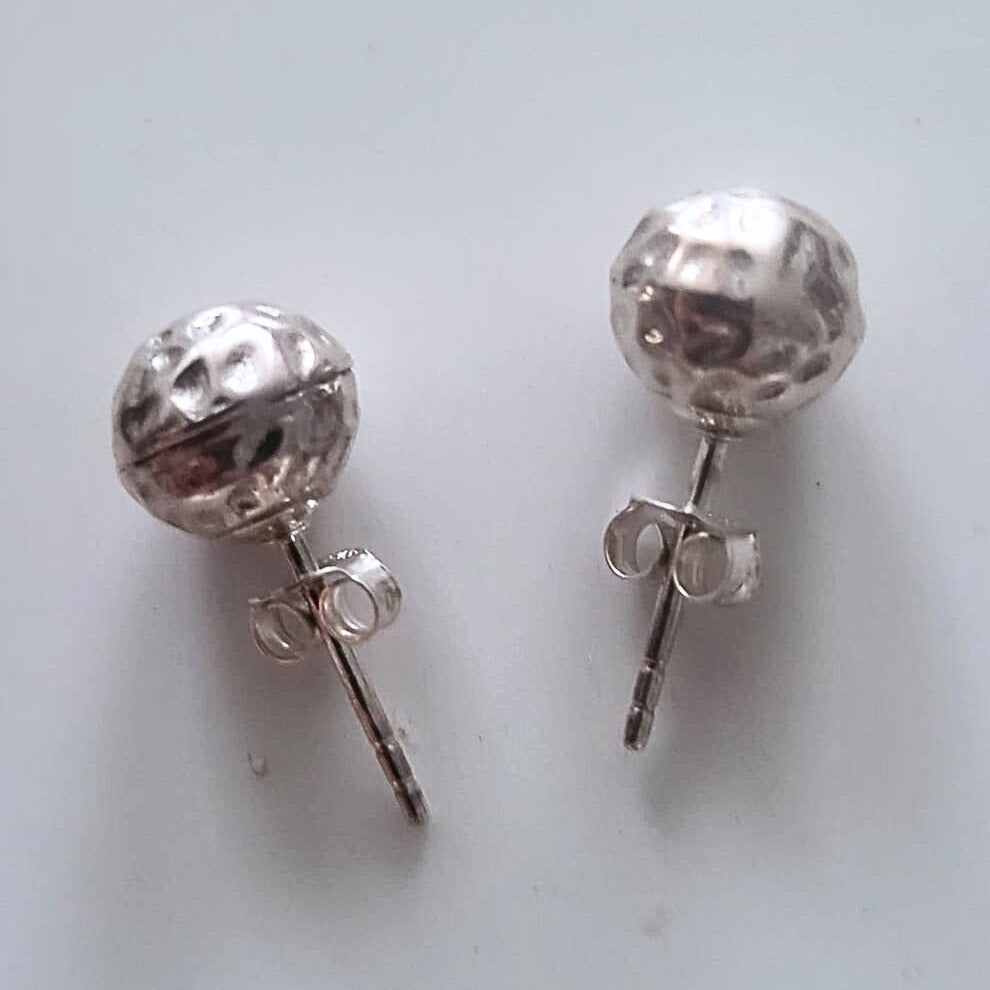 Barse Silver Hammered Stud Earrings