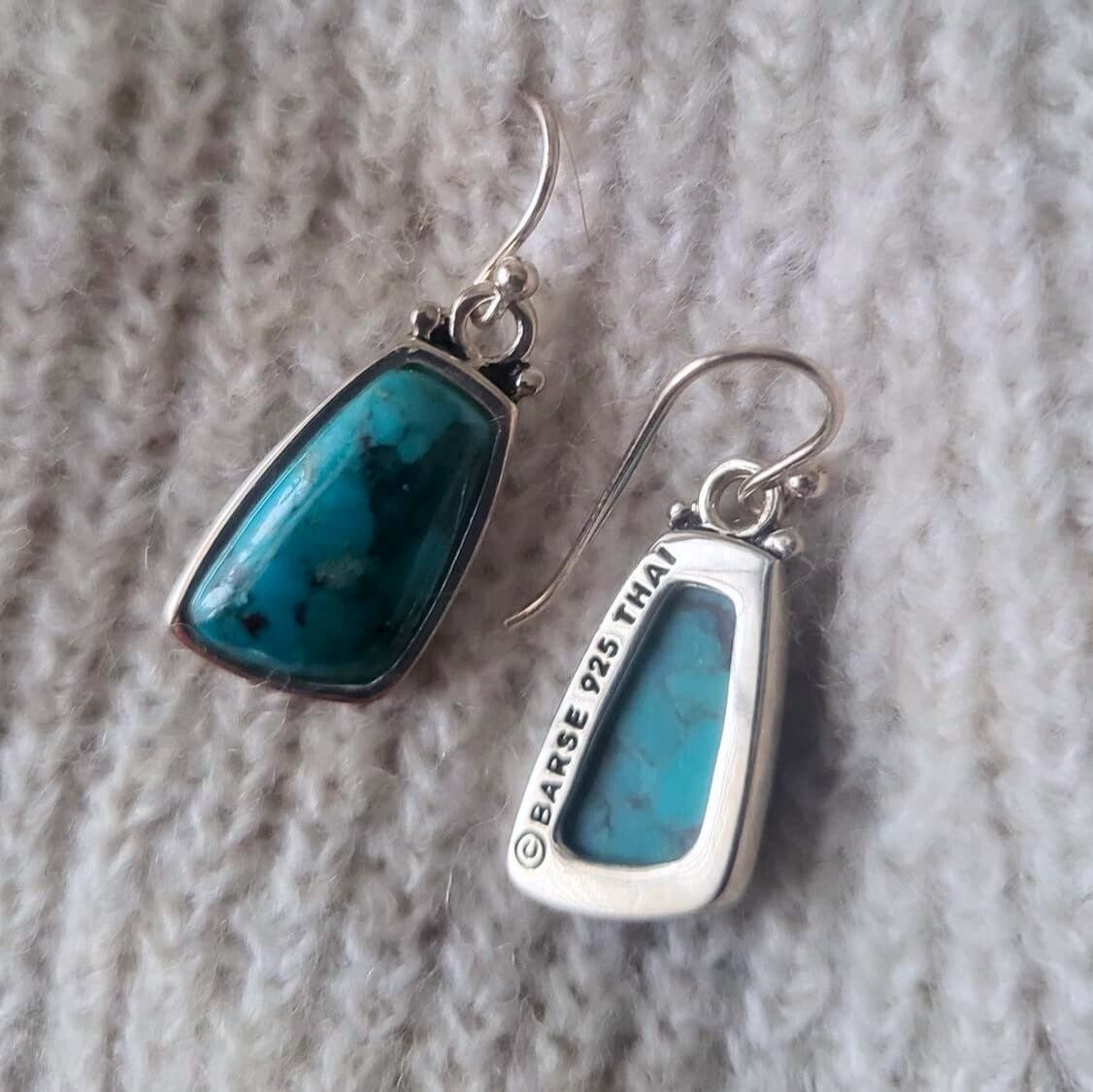 Barse Silver Earrings Abstract Turquoise
