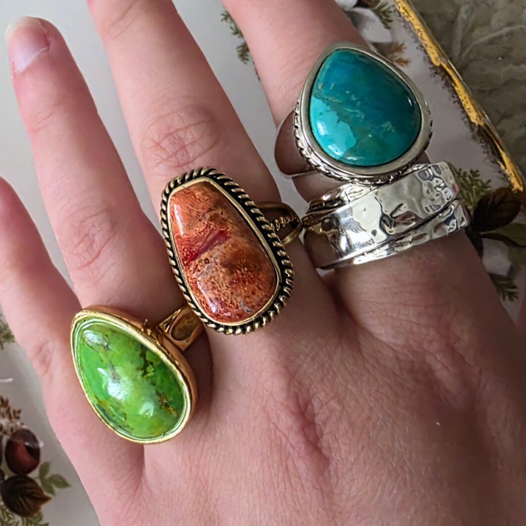 Barse Silver Turquoise Drop Ring