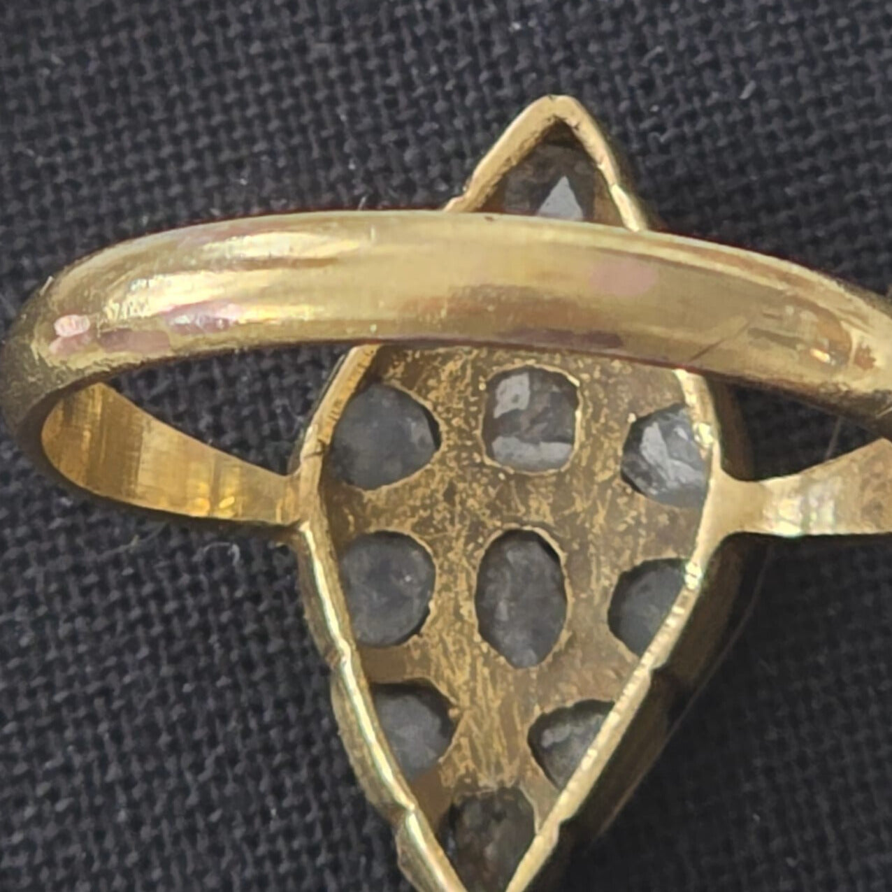 Antique gold filled ring with rose cut diamonds