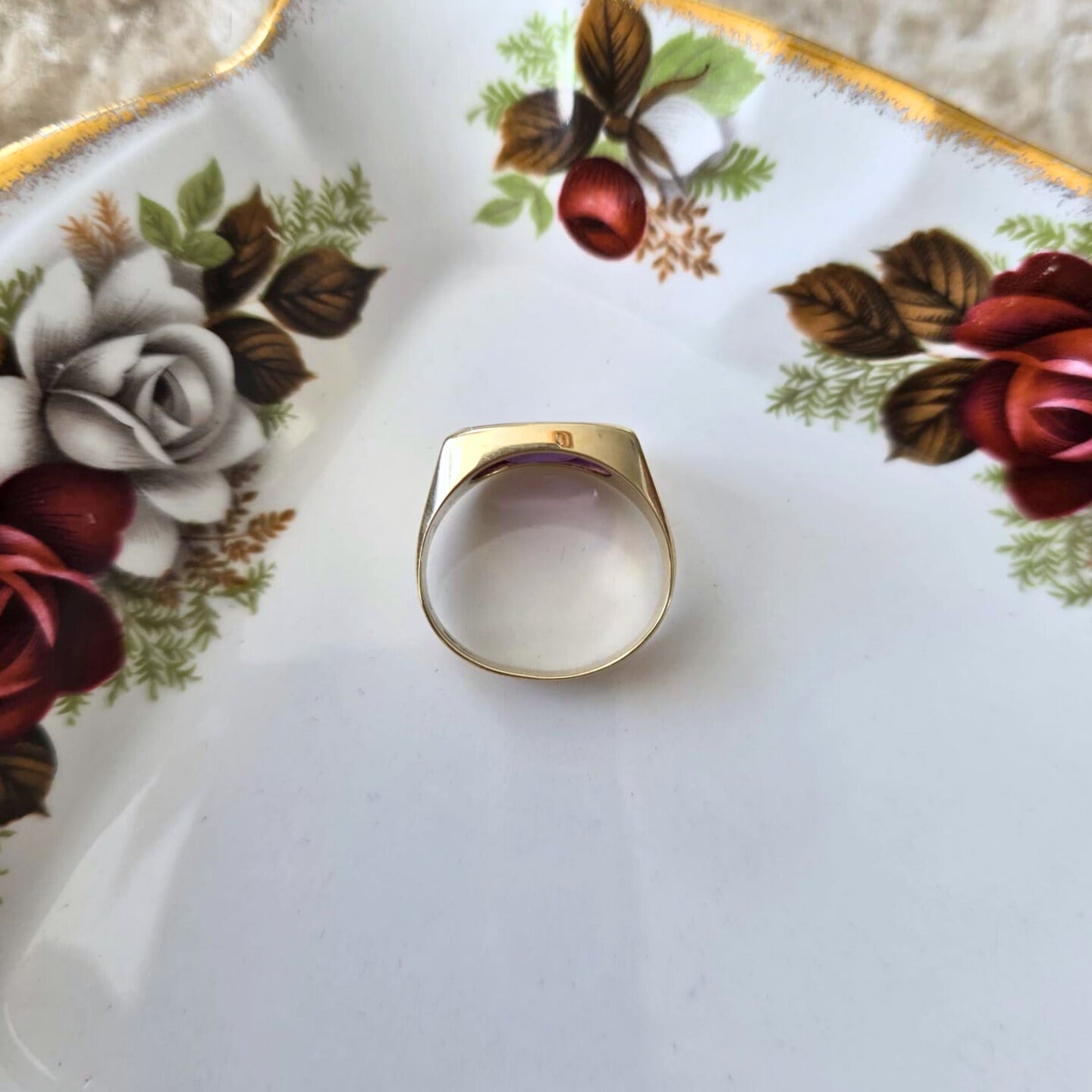 Vintage 14k gouden zegel ring met alexandriet