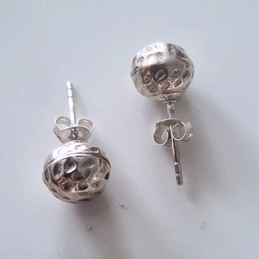 Barse Silver Hammered Stud Earrings