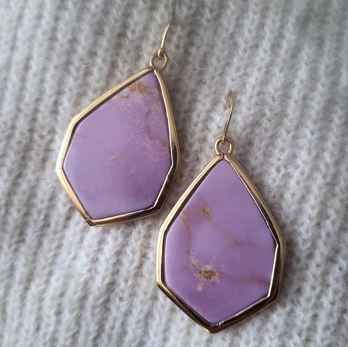 Barse Bronze Earrings Hexagon Phosphosiderite