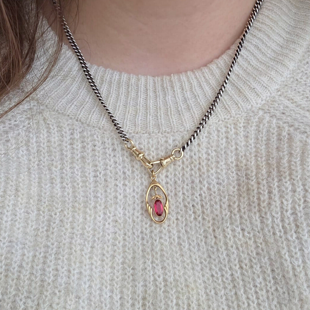 Vintage 14k gouden hanger roze bloemetje
