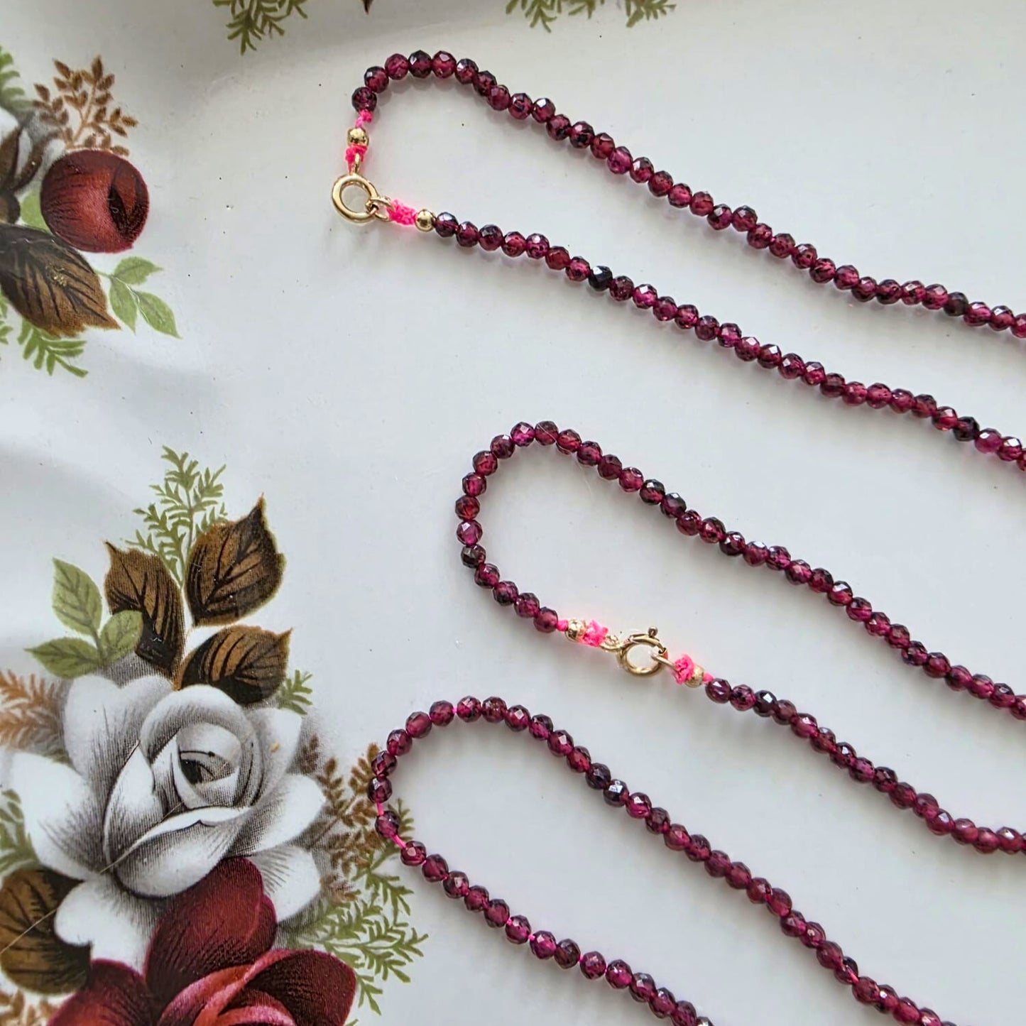 14k goud en granaat edelsteen ketting