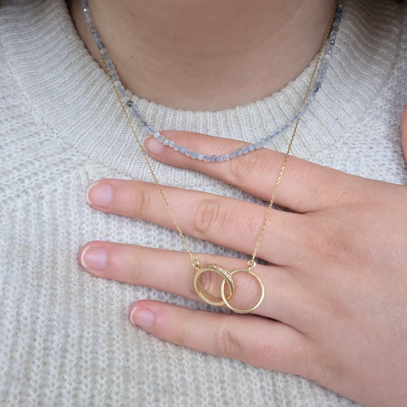 Zilver en aquamarijn edelsteen ketting