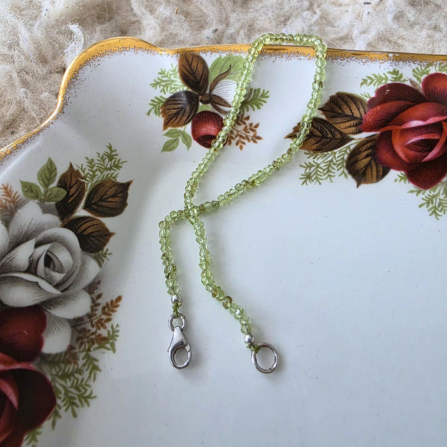Silver and peridot gemstone bracelet