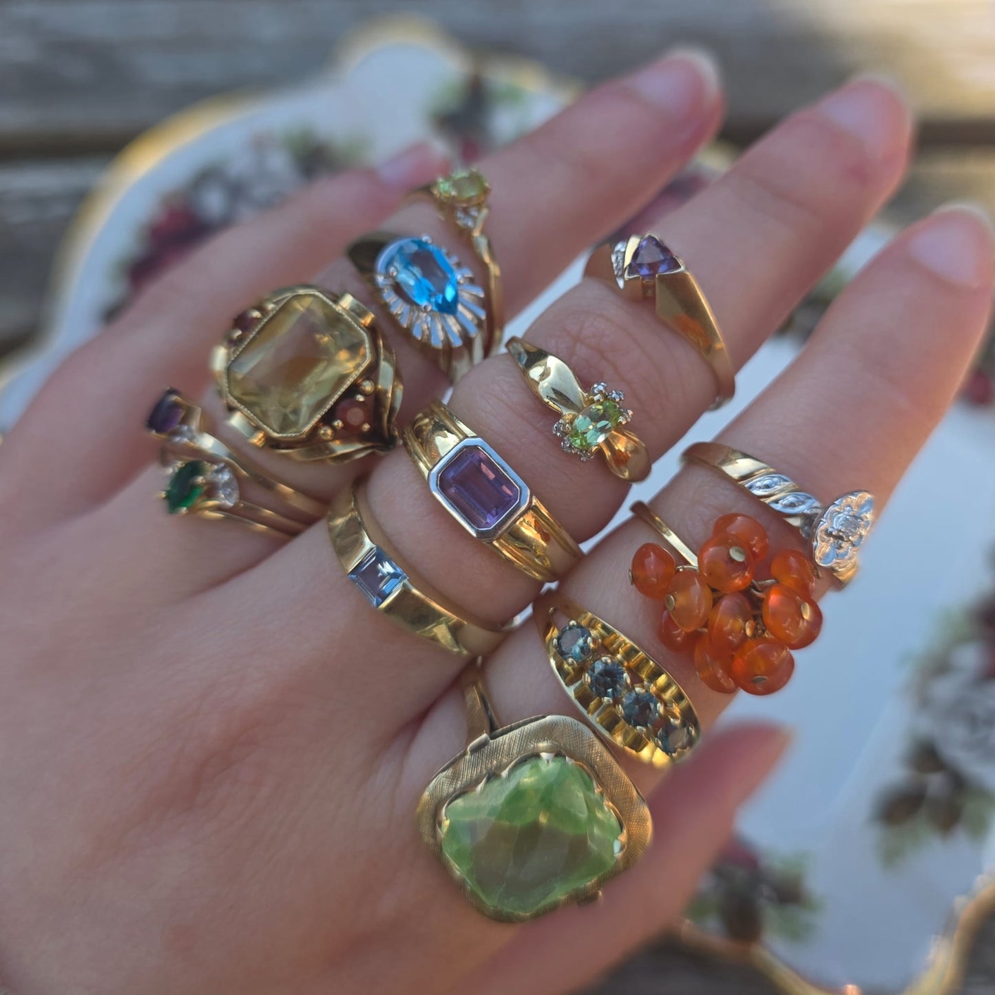 Vintage 10k ring met smaragd