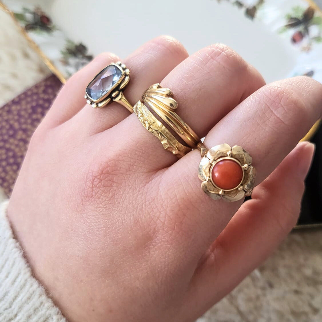 Vintage 14k gold ring wave