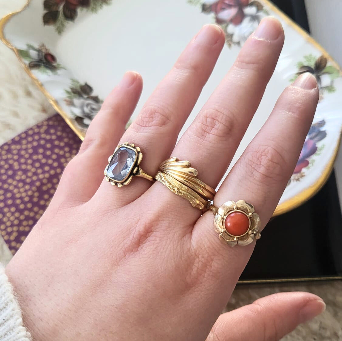 Vintage 14k gold ring wave