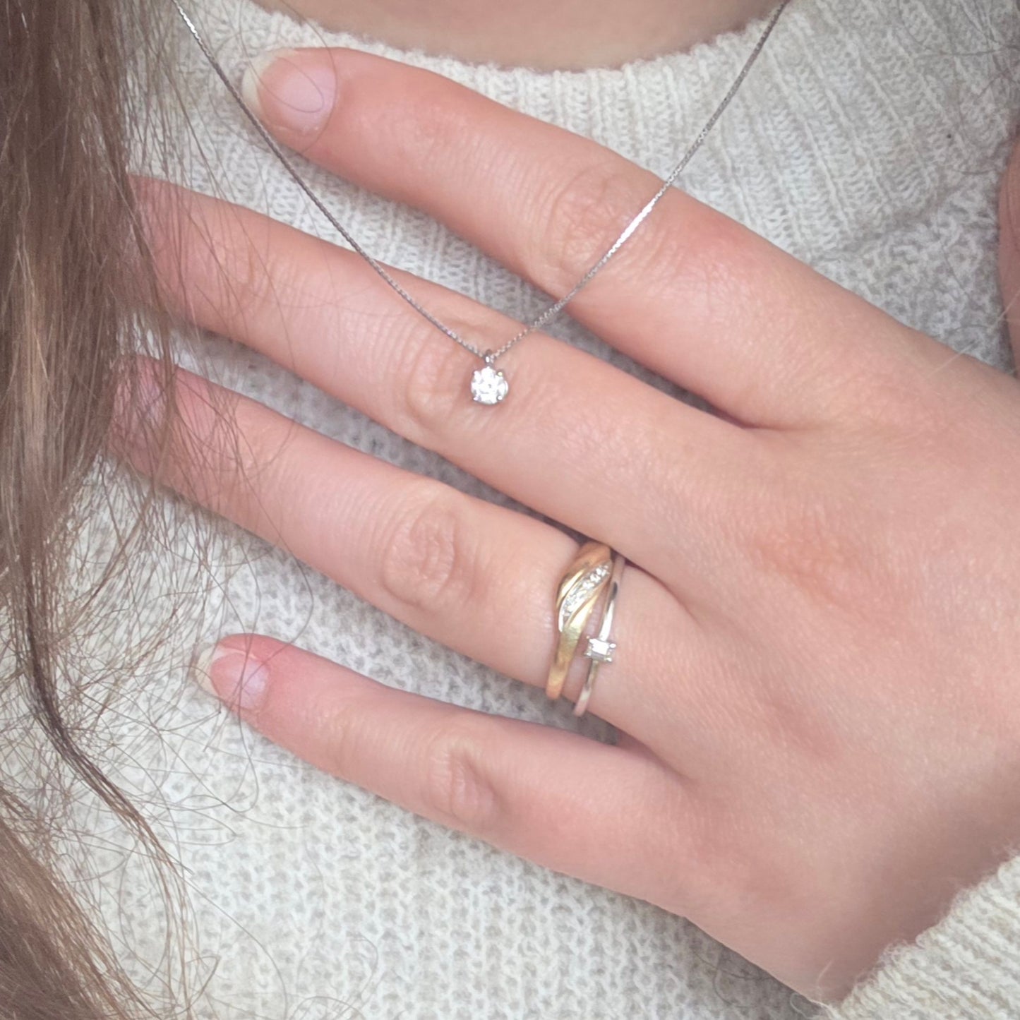 Vintage 14k gouden ring met diamantjes