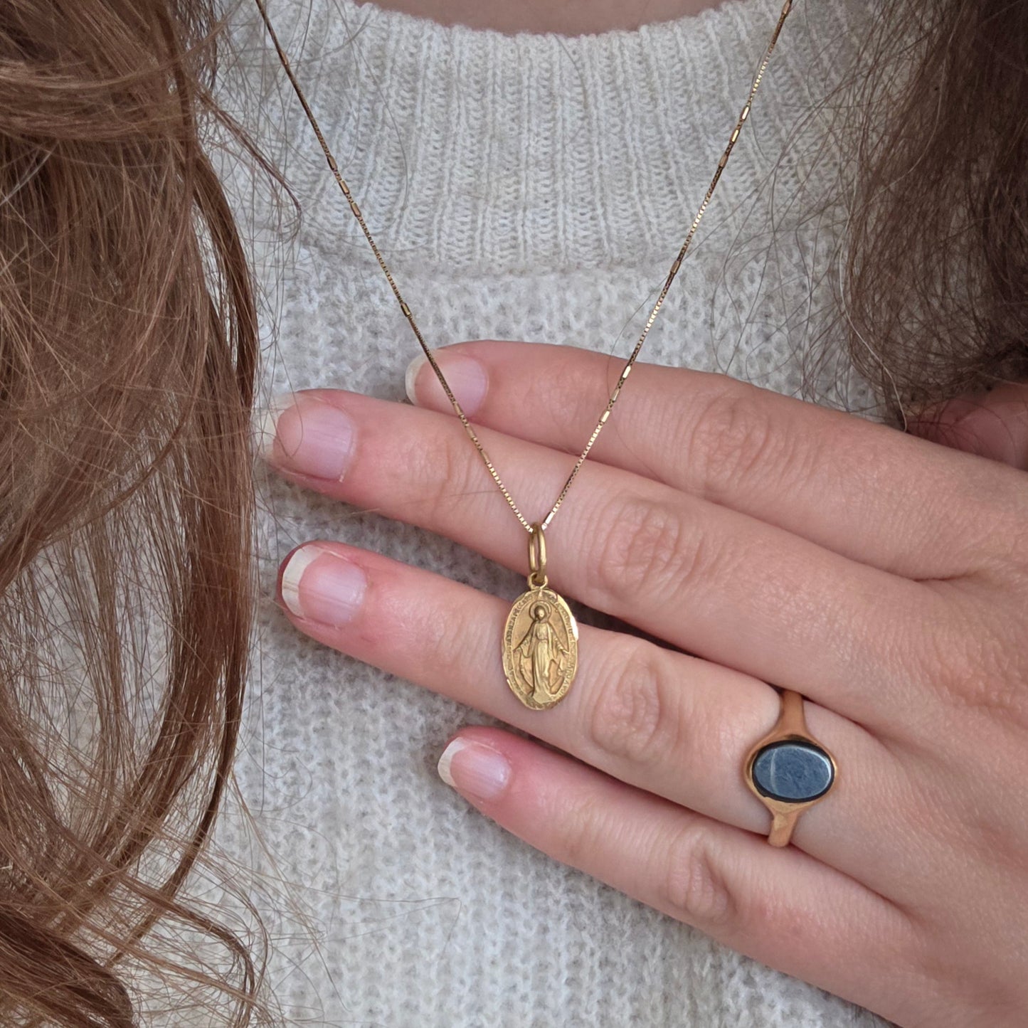 Vintage 18k gouden zegelring hematiet