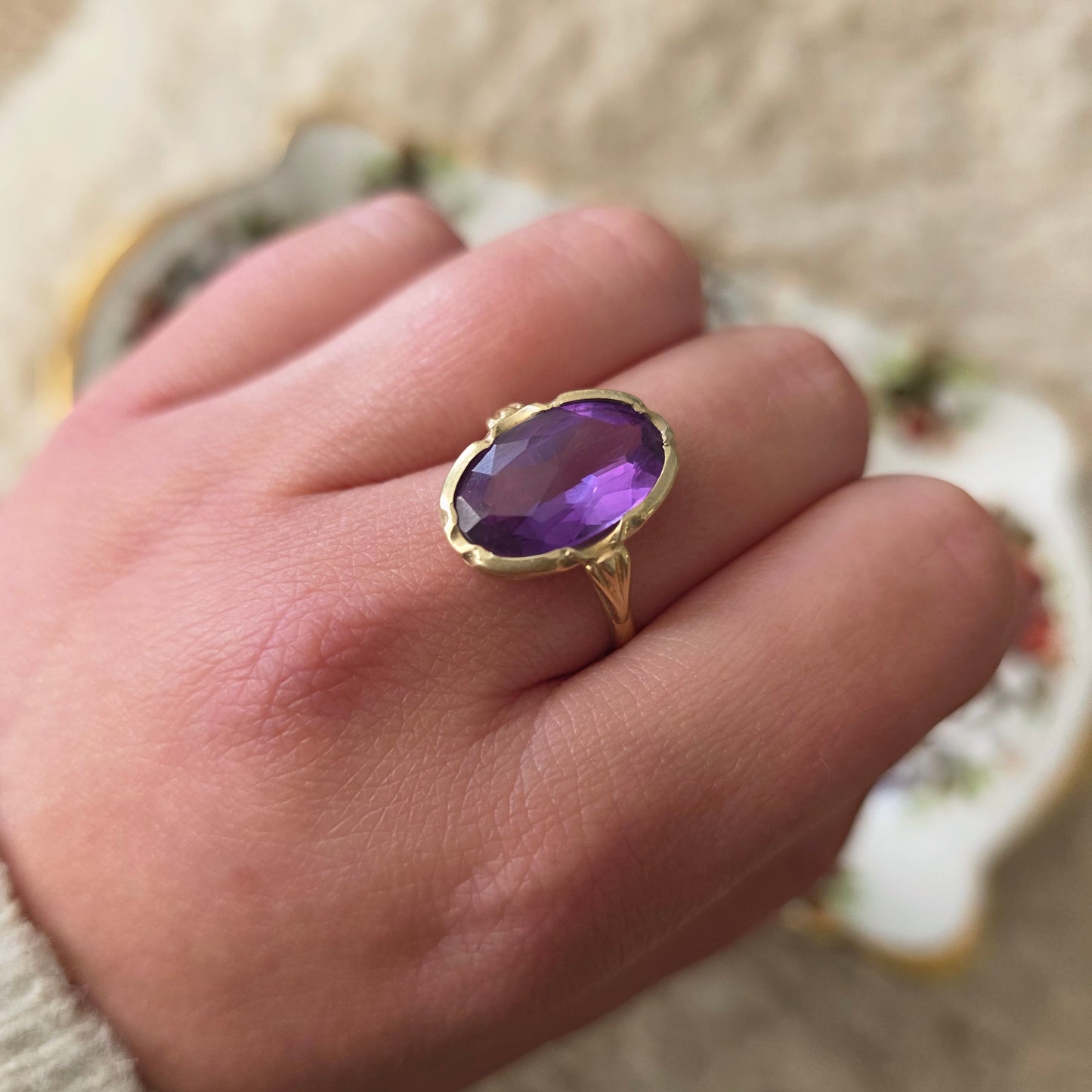 Vintage 14k gouden ring alexandriet