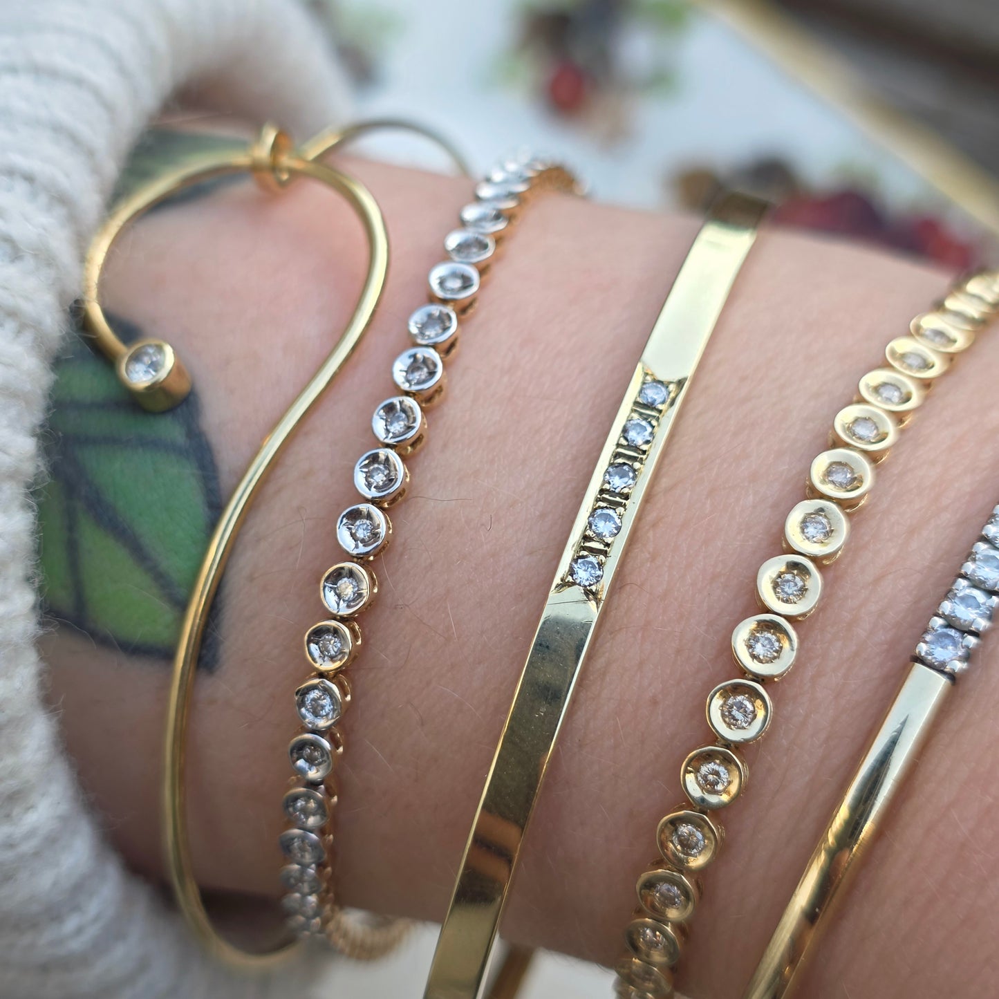 Vintage 14k wit gouden diamant tennisarmband