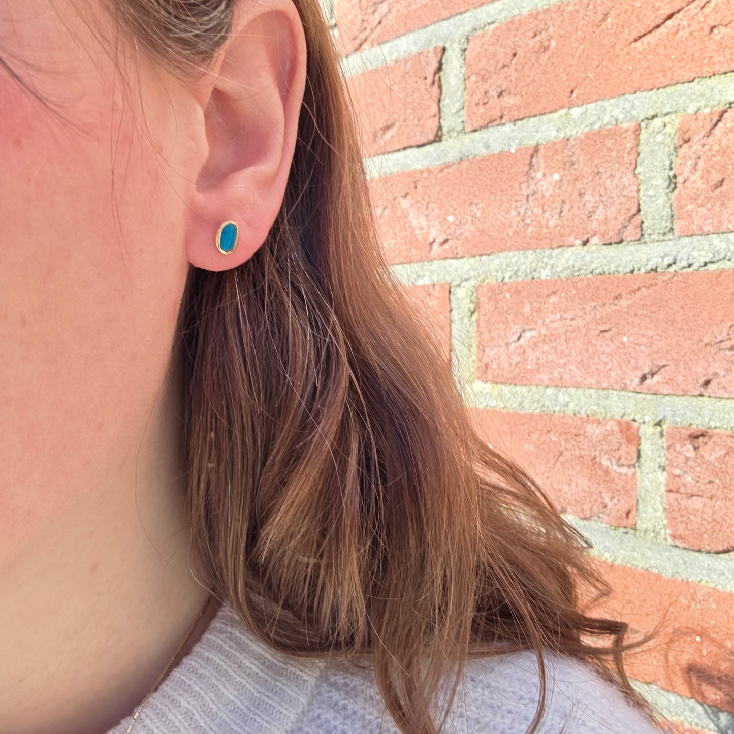 Vintage 14k gouden oorstekers turquoise