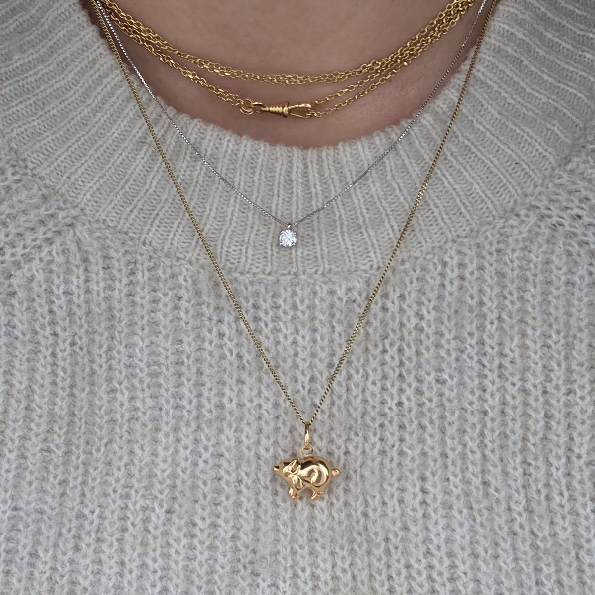 Vintage 18k gouden hanger varkentje