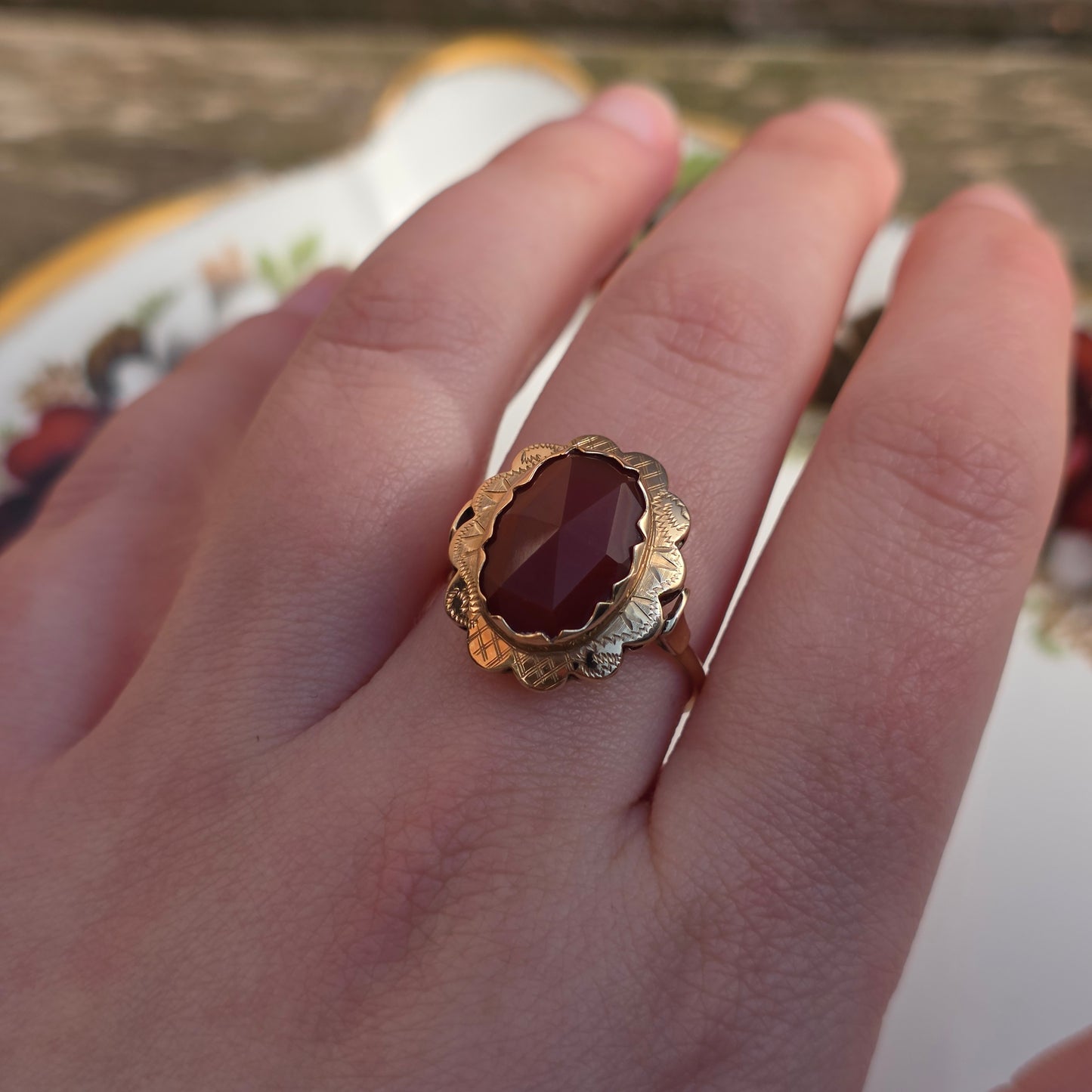 Vintage 14k gouden ring carneool