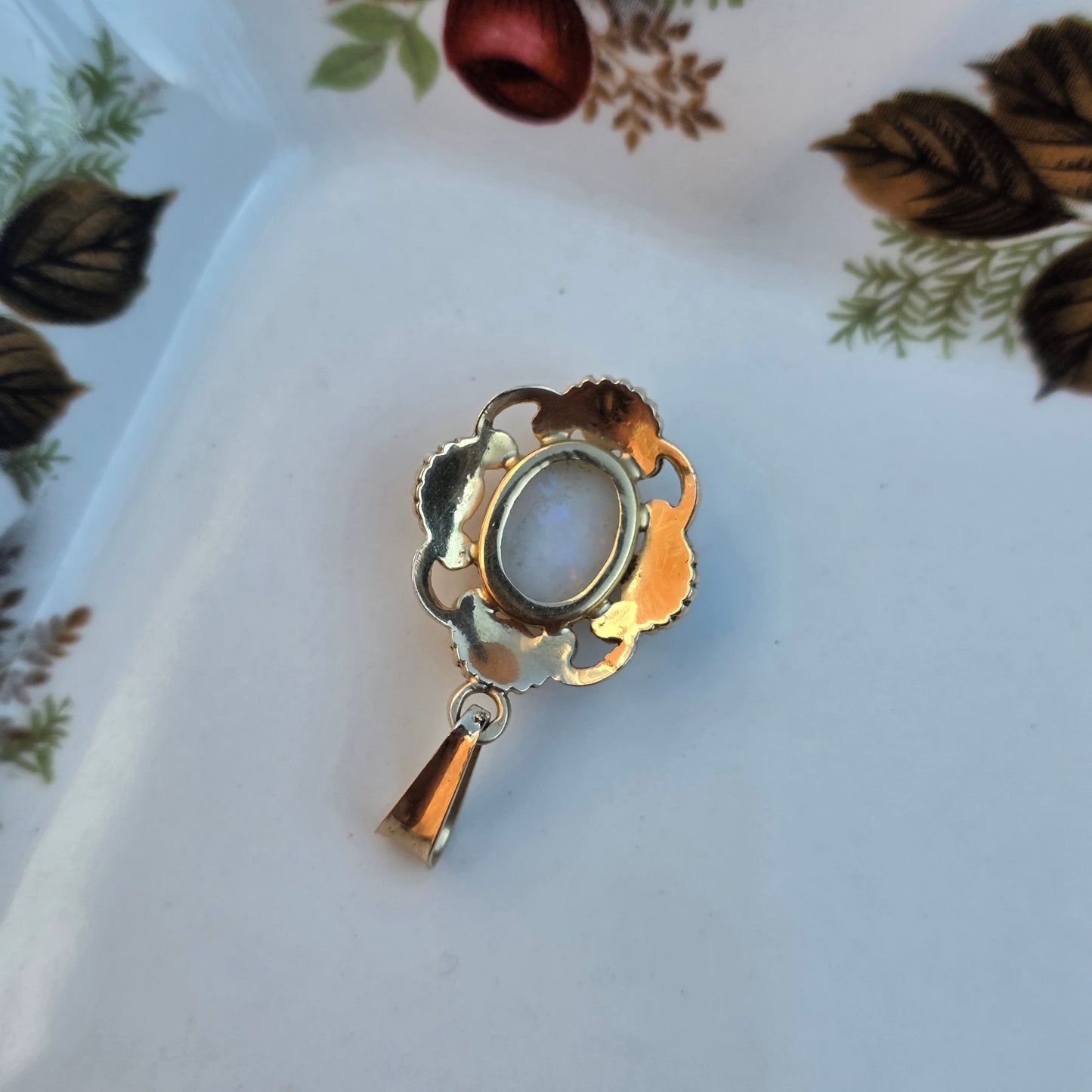 Vintage 14k gouden hanger opaal entourage