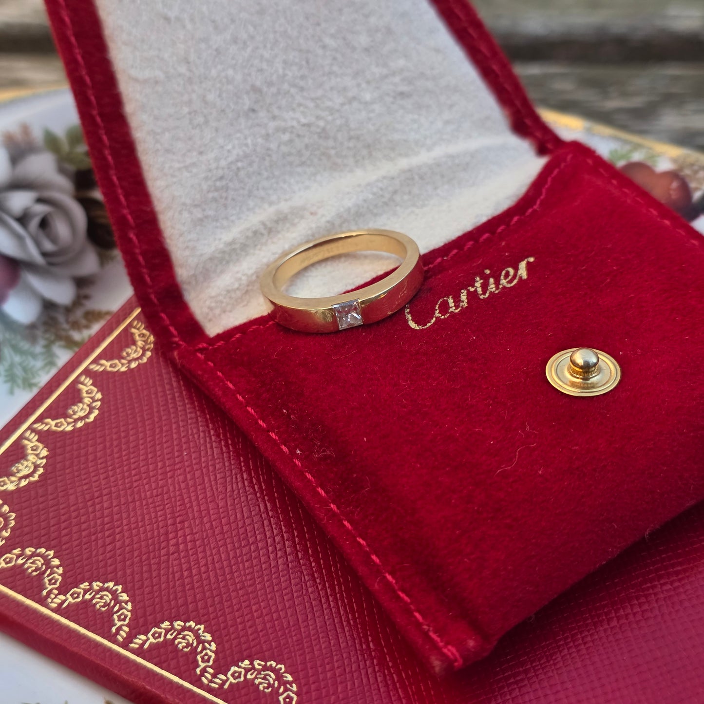 Vintage 18k Cartier Tank ring 0,25ct princess cut diamant