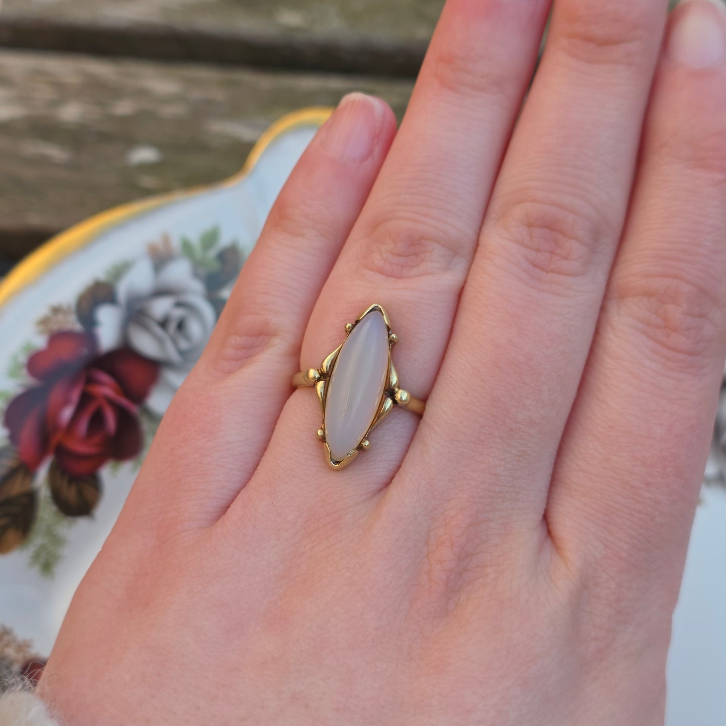 Vintage 14k gouden ring maansteen