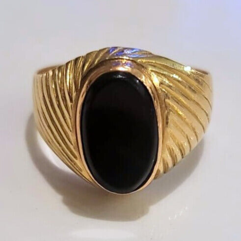 Vintage 18k gouden zegelring met onyx