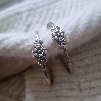 Barse Zilver Oorringen Bloem