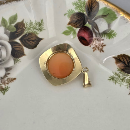 Vintage 14k gold cameo pendant with flowers