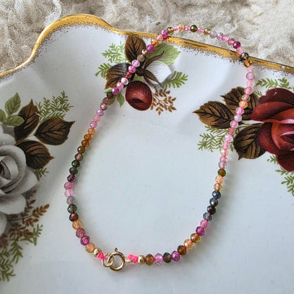 14k goud en mix toermalijn edelsteen armband