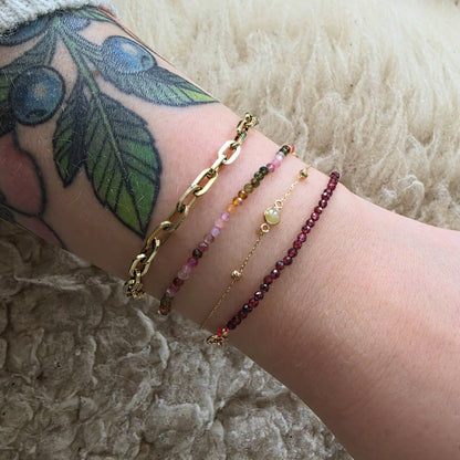 14k goud en mix toermalijn edelsteen armband