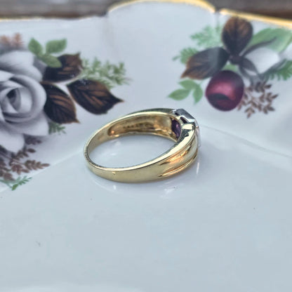 Vintage 14k gouden ring amethist baguette