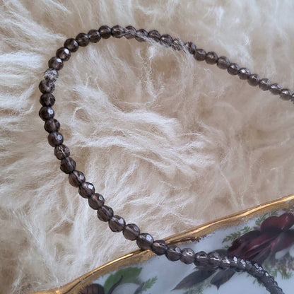Barse Zilver Ketting Rookkwarts Kralen