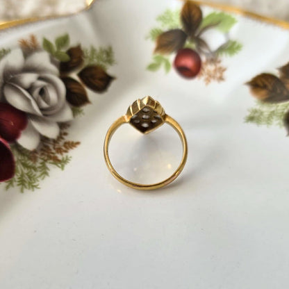Antieke gold filled ring met roos geslepen diamanten