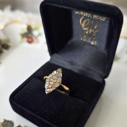 Antieke gold filled ring met roos geslepen diamanten