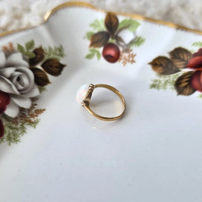 Vintage 18k gouden (pink) ring met opaal