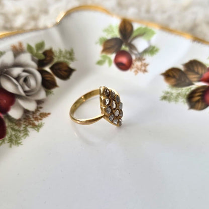 Antieke gold filled ring met roos geslepen diamanten
