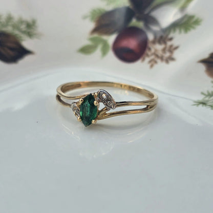 Vintage 10k ring met smaragd