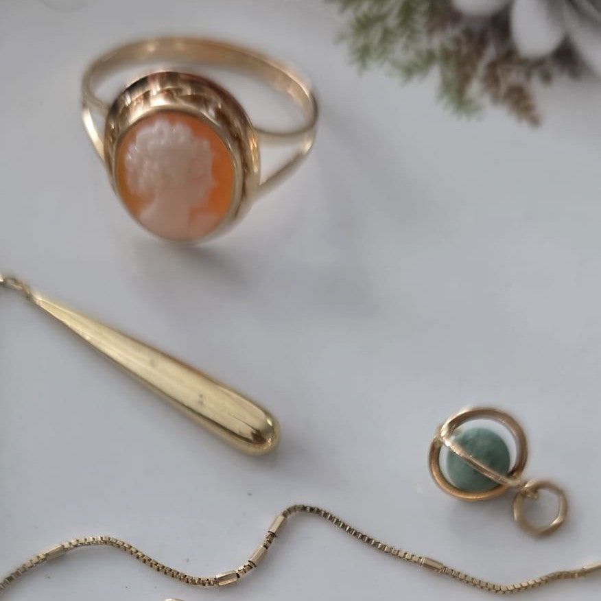 Vintage 18k gouden hanger groene jaspis