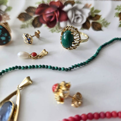 Vintage 14k gold pendant with pearl and red coral