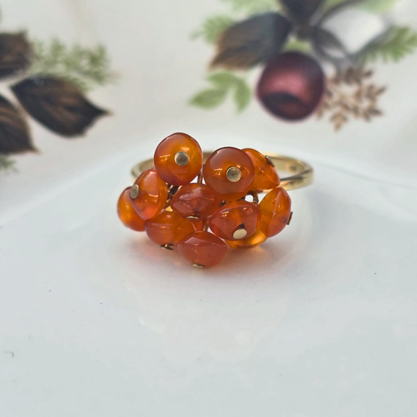 Vintage 10k ring met bewegende carneool