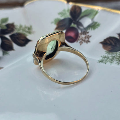 Vintage 14k gouden ring groene spinel