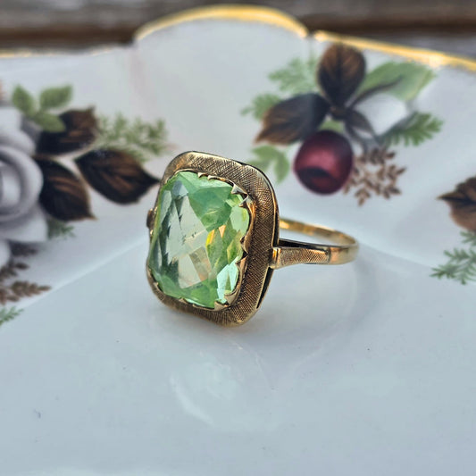 Vintage 14k gouden ring groene spinel