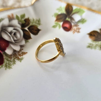 Antieke gold filled ring met roos geslepen diamanten