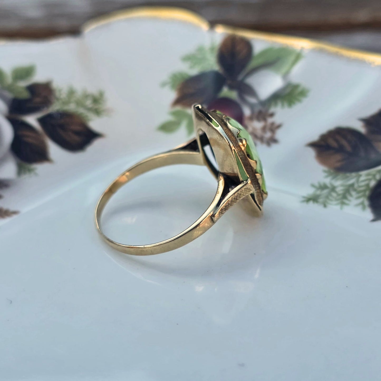 Vintage 14k gouden ring groene spinel